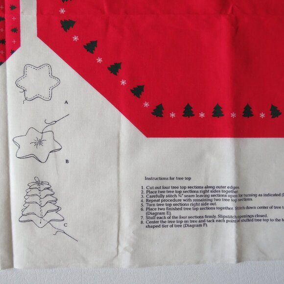 Mini Christmas Tree & Tree Skirt Keepsake Craft Vintage Fabric Panel Uncut 3D - Picture 7 of 12